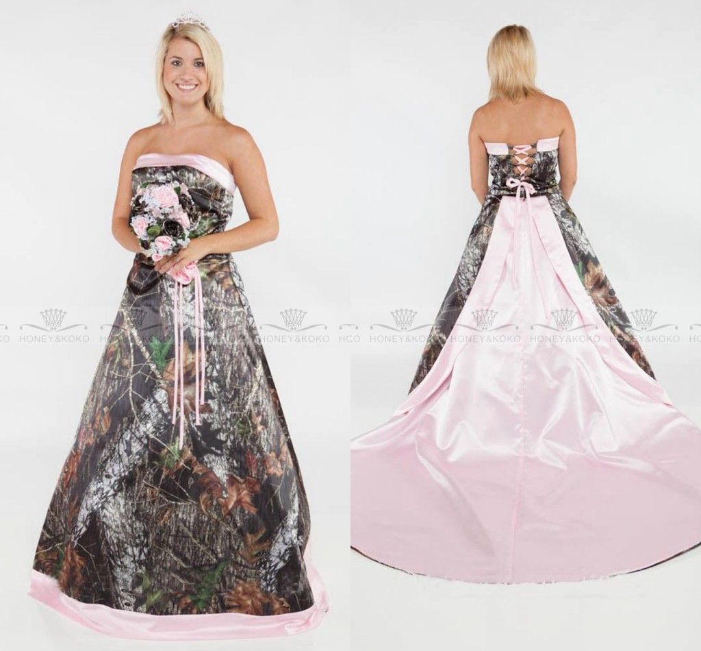 Discount Glamorous 2019 Camo A Line Wedding Dresses Plus Size Formal