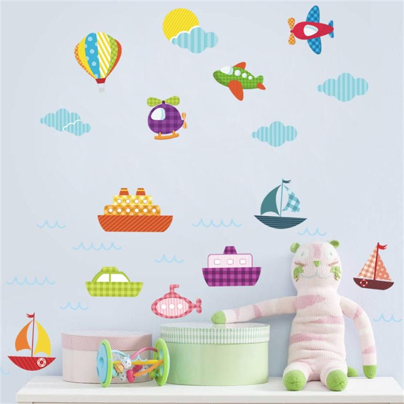 Grosshandel Karton Schiff Flugzeug Wandaufkleber Diy Kinder Baby Kinderzimmer Schlafzimmer Wohnkultur Aufkleber Wandbild Tapete Poster Kinder Kunst Von Toto5 6 3 Auf De Dhgate Com Dhgate