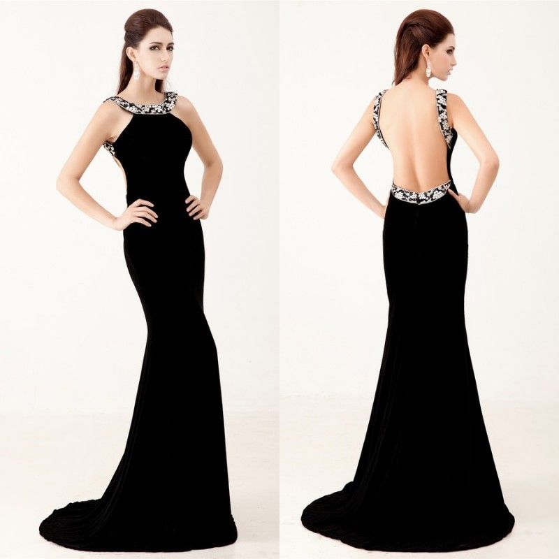 backless black evening gown