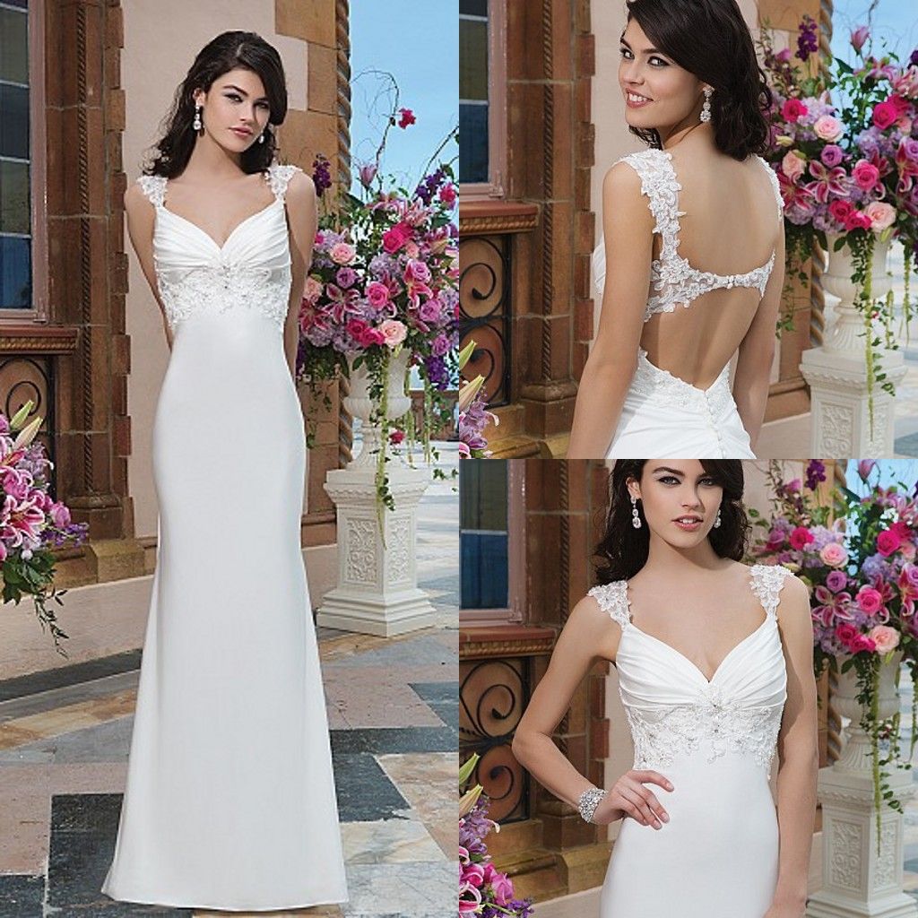 Discount Simple Style Beach Backless A Line Spaghetti Straps Wedding ...