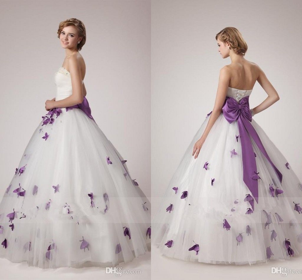 wedding dresses with lavender accents