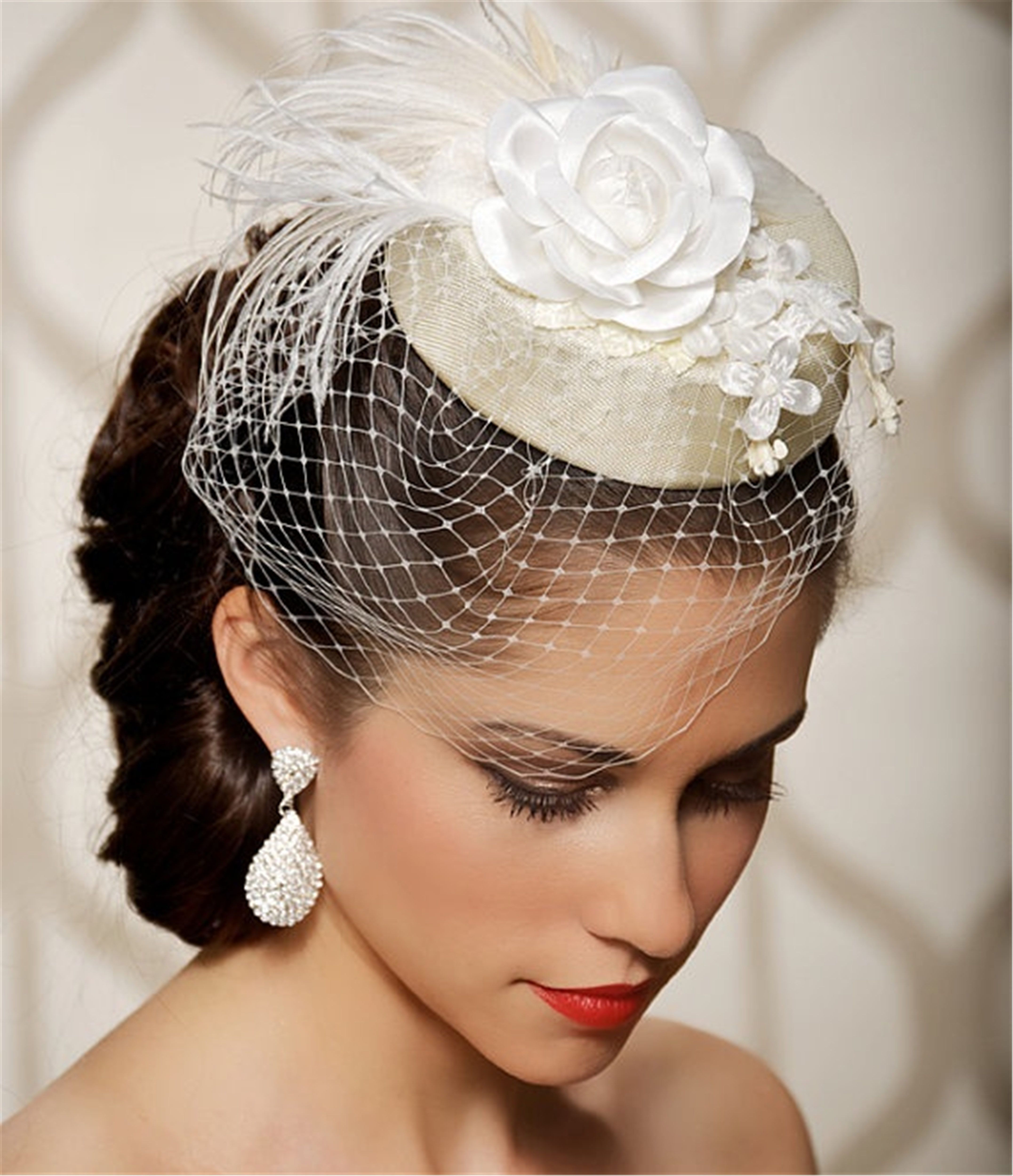 New Luxury Feather Vintage Bridal Veils Birdcage Wedding