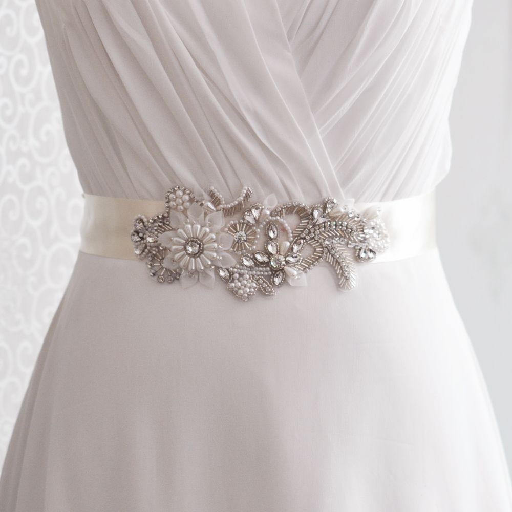 2018 S281 Stock Rhinestones Pearls Wedding Belts Bridal Belts Sashes
