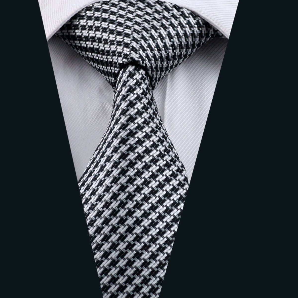 Houndstooth Pattern Ties Silk Jacquard Woven 8.5cm Width 150cm Length Formal Work Suit Neck Tie