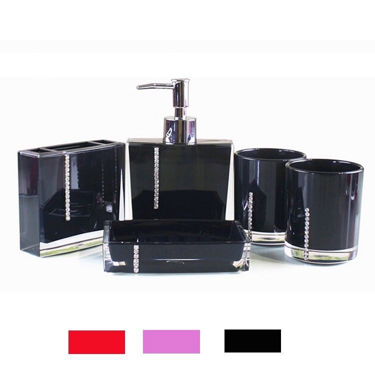 2020 Luxury Acrylic Square Crystal Diamond Bathroom Sets For Family