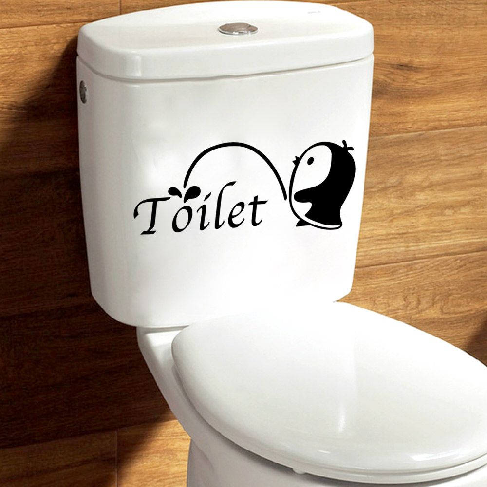 little penguin with toliet washing room decoration decal cute