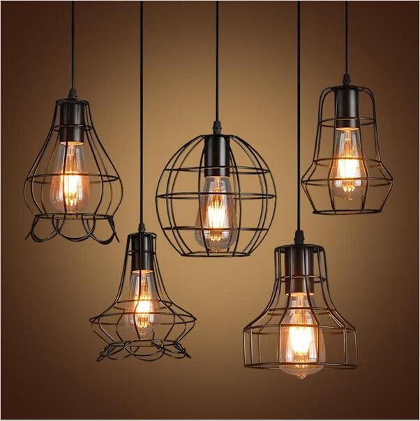 New Arrivals Retro Iron Pendant Light Loft Lamps E27 Birdcage Led New Arrivals Retro Iron Pendant Light Loft Lamps E27 Birdcage Led Industrial Lights Hanging Lamp Fixture Bar Cafe Restaurant Double