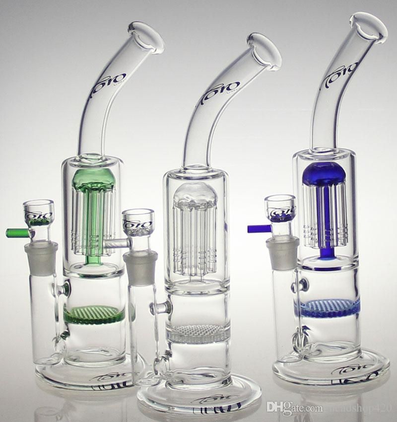 2019 10.5 Inches Toro Bong Glass Bubbler Ouble Honey Comb 18.8mm Joint