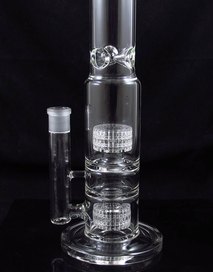 2020 16 Inch Glass Bong Bubbler Double Barrel Stereo Matrix Perc Percolator Smoking Water Pipe