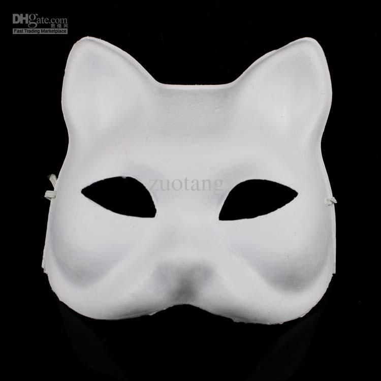 DIY Blank Unpainted Cat Masks Plain White Environmental Paper Pulp ...