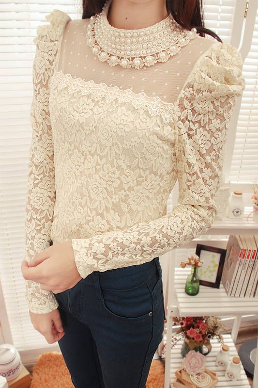 Blusa Encaje Beige SAVE 40% - icarus.photos