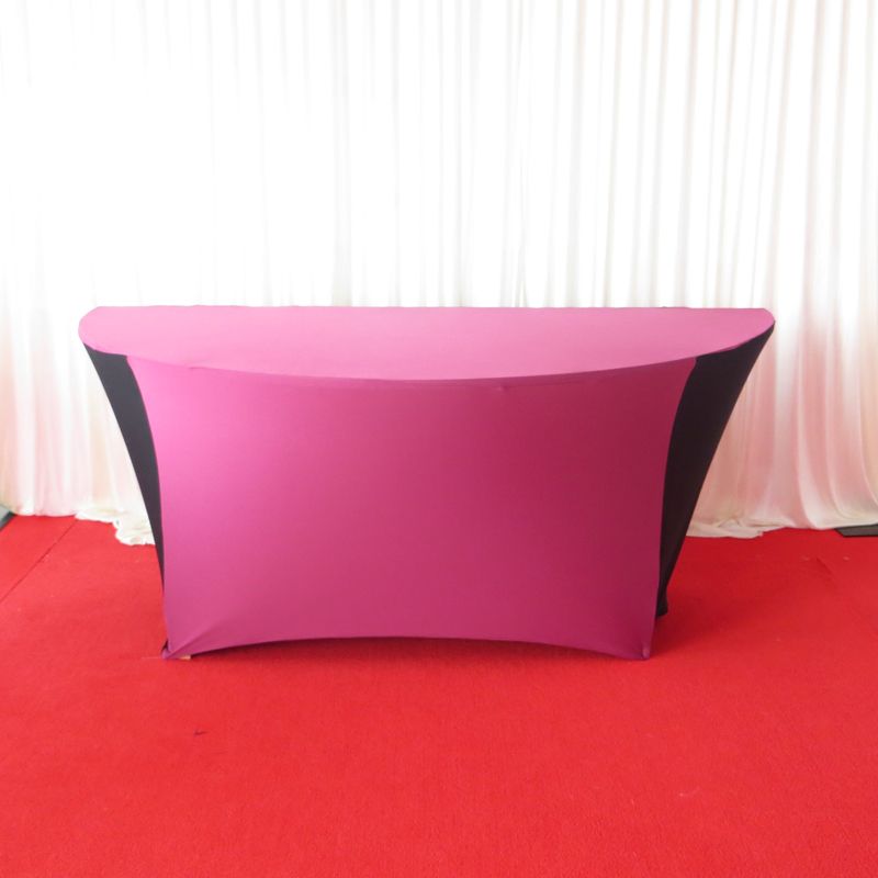 Special Design 6ft Round Half Moon Purple Black Color Spandex Table Cloth 2pcs With Free