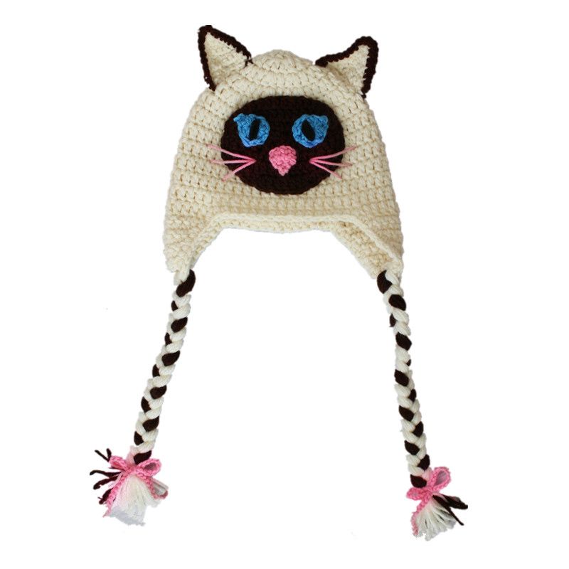 Acheter Pas Cher Chapeau De Chat Siamois Nouveaute Tricote A La Main Au Crochet Bebe Garcon Fille Blanc Chat Kitty Chapeau Animal Costume Dhalloween Accessoires De Photographie Infantile Enfant Du 10 39