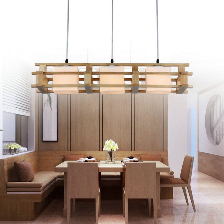 With Led Bulb 3light 1light Wood Pendant Lamp Restaurant With Led Bulb 3light 1light Wood Pendant Lamp Restaurant Chandelier Light American Village Wooden Modern Dining Room Lights Bedroom Hanging