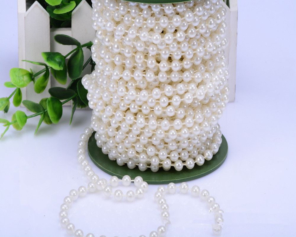 New 33ft Ivory Pearl Strands Garland Spool 8mm Beads Wedding