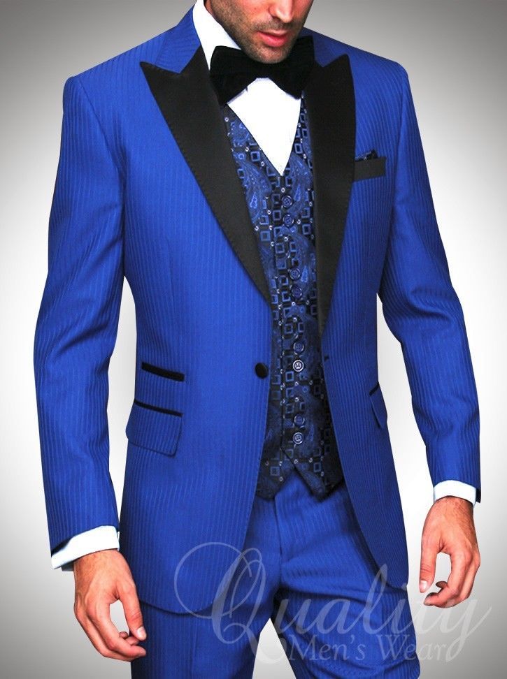 Royal Blue groom suits 2015 tuxedos for wedding peak lapel