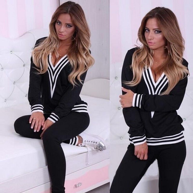Best Hottest Sexy Women Tracksuits 2015 New Arrival Two Pieces V Neck ...