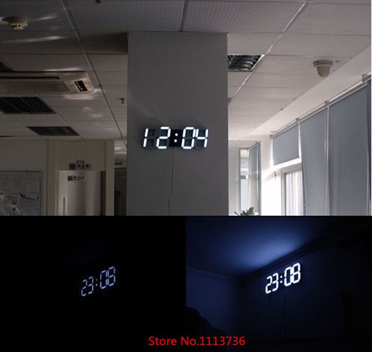 Large Modern Design Digital Led Wall Clock Big Creative Vintage Large Modern Design Digital Led Wall Clock Big Creative Vintage Watch Home Decoration Decor Alarm Temperature 3d White Gift Mirrored Clocks