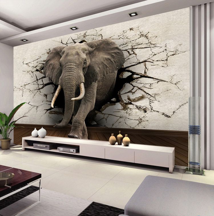 Custom 3D Elephant Wall  Mural Personalized Giant  Photo 