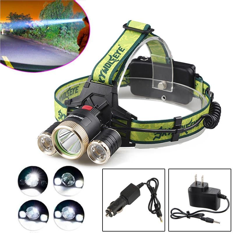 2020 SKYWOLFEYE F526 Headlamp 1200LM XML T6+2x XPE 3 LED Rechargeable