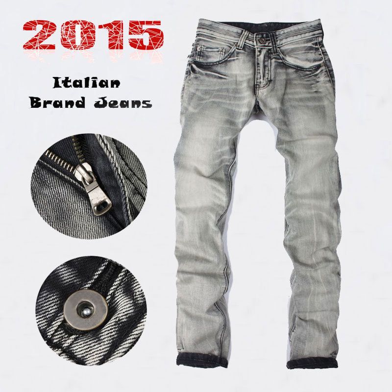 2020 Wholesale Italy Famous Brand Men'S Jeans Gray Color Straight