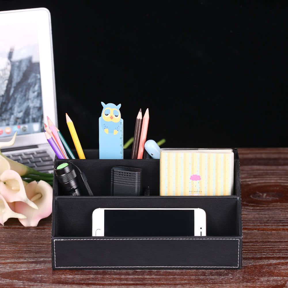 Best Multi Functional Pu Leather Desktop Organizer Storage Box Best Multi Functional Pu Leather Desktop Organizer Storage Box Holder With 5 Compartments For Remote Control Cell Phones Office Supplies Under 10 0