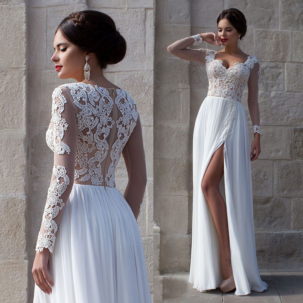 Discount 2016 Fitted Low Cut Summer Lace A Line Beach