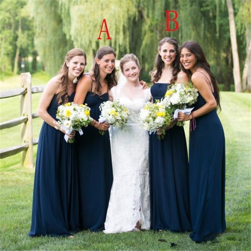 strapless navy bridesmaid dress