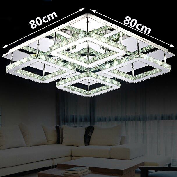 Large Square L80 W80cm Design Modern Led Crystal Ceiling Light 4 Large Square L80 W80cm Design Modern Led Crystal Ceiling Light 4 Lights Lustres Home Decoration Luminaria Teto Chandelier Online With