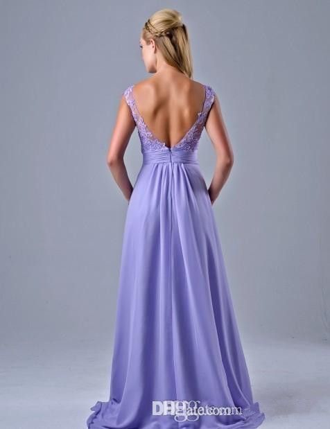 2015 Lilac Bridesmaid Dresses With Cap Sleeves Illusion Scoop Neck
