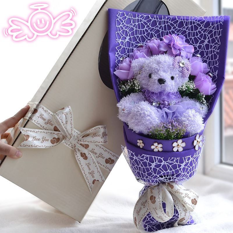 Image result for purple teddy bouquet