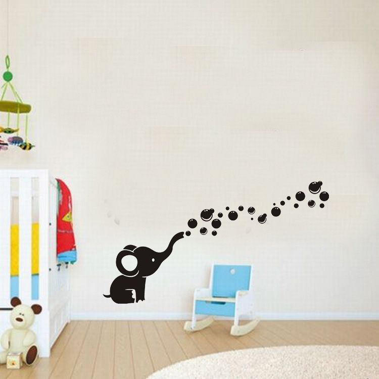 Cute Elephant Bubbles DIY Vinyl Wall Art Sticker 