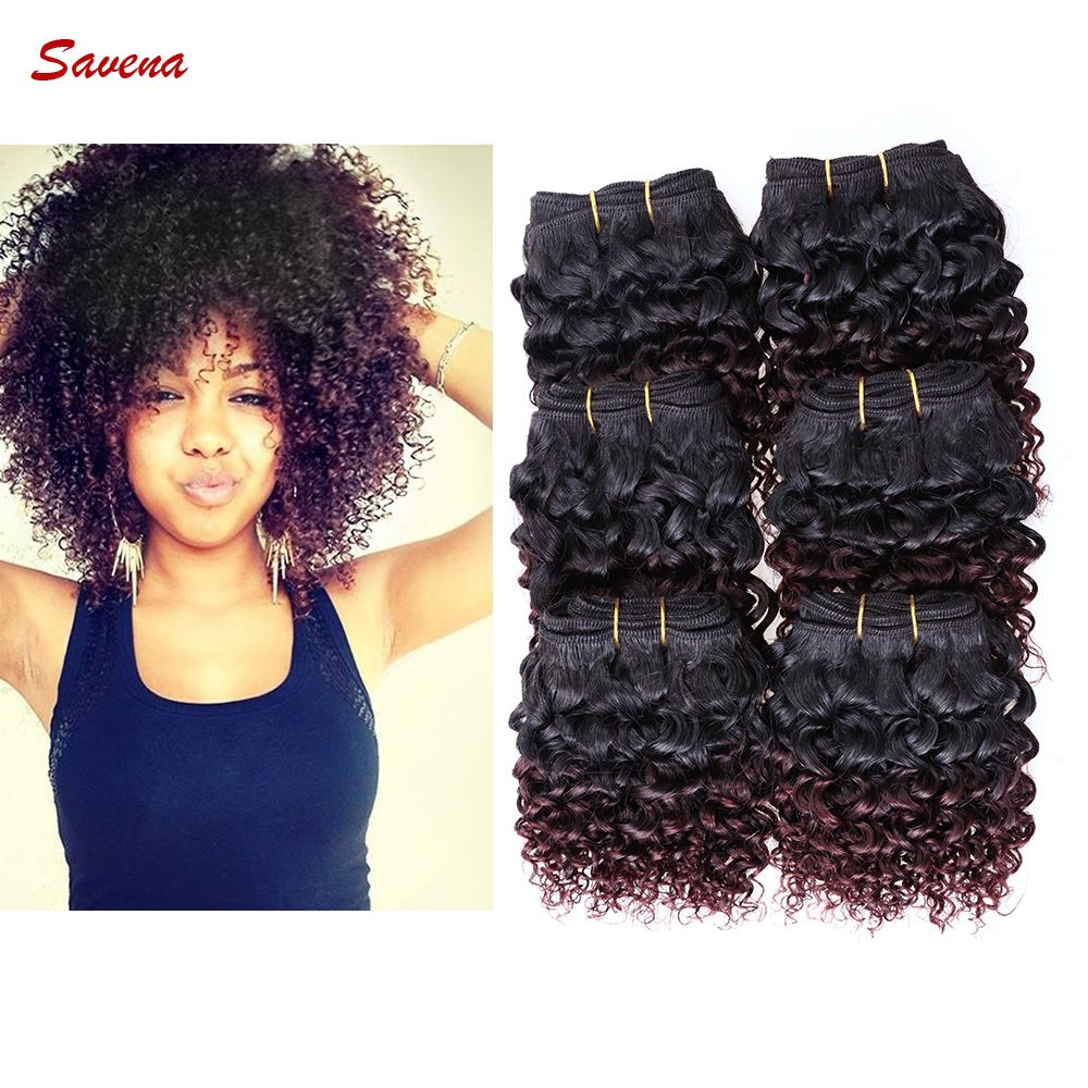 6 Bundles 50g Ombre Cheap Afro Kinky Curly Human Hair 8 Inch Short