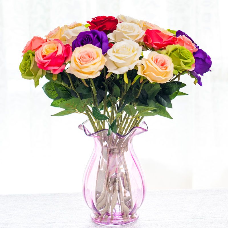 Artificial Fake Silk Circle Center Rose Flower Bouquet For