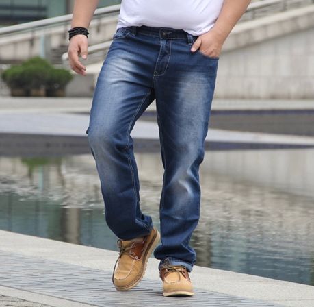 2018 wholesale large size men jeans sizes 38 40 42 44 46 bleached size 40 waist