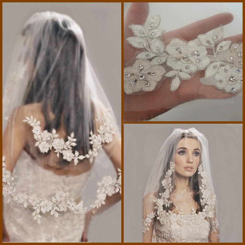 3 Meter White Ivory Cathedral Wedding Veils 2018 Long Lace