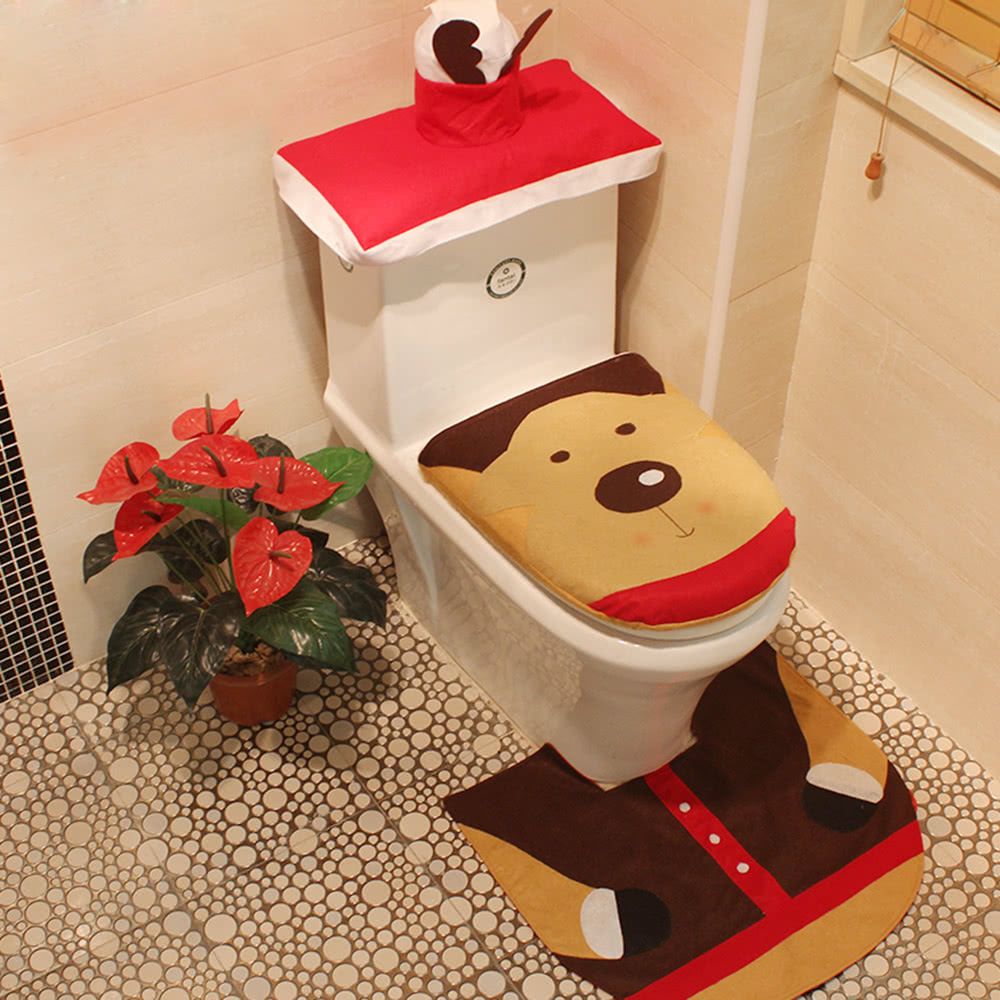christmas bathroom decorations toilet seat cover u shaped rug tank lid tissue box cover set christmas ornaments reindeer christmas decoration themes - Christmas Bathroom Decorations christmas bathroom decorations toilet seat cover u shaped rug tank lid tissue box cover set christmas ornaments reindeer christmas decoration themes - Christmas Bathroom Decorations
