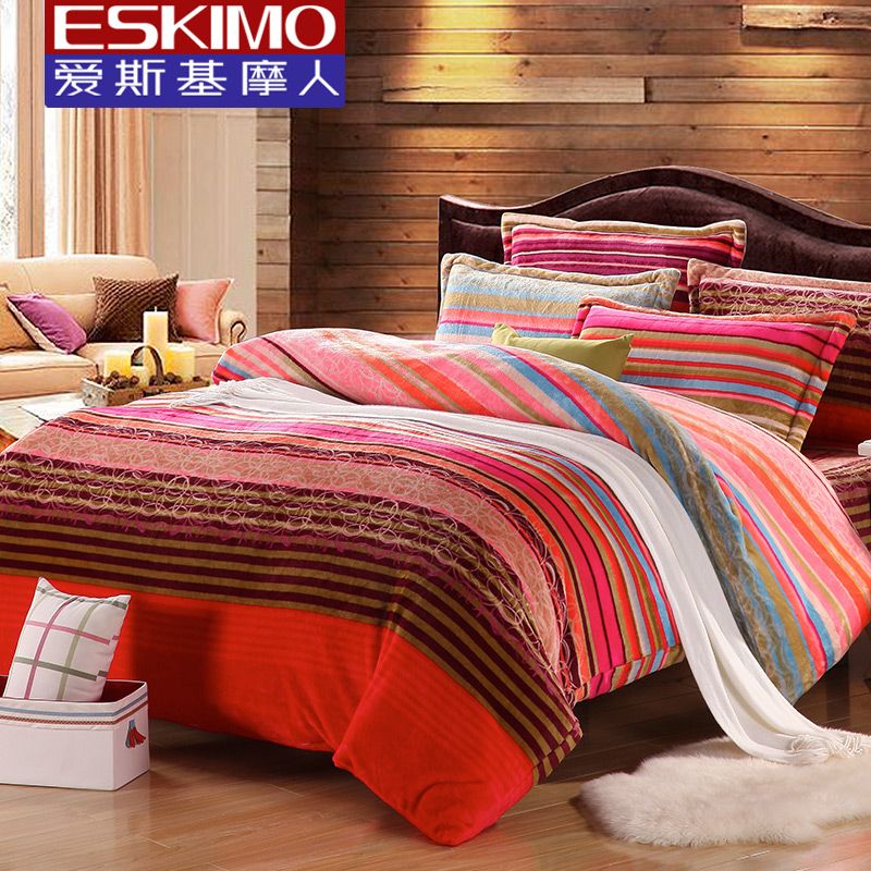 Whole Eskimo Winter C Fleece Bedding Set Thickening Queen Whole Eskimo Winter C Fleece Bedding Set Thickening Queen King Double Short Flannel Bed Duvet Covers Cover Sets Home From