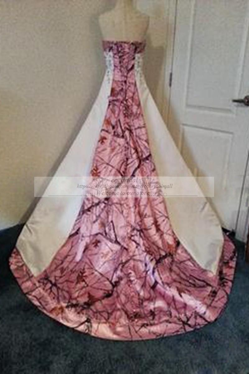 DiscountDesigner Pink Camo Wedding Dresses 2016 Real