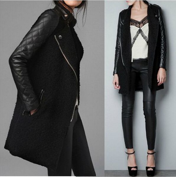 2018 Whole Women S Rhombus Pu Leather Sleeve Splice Wool Blazer 2018 Whole Women S Rhombus Pu Leather Sleeve Splice Wool Blazer Jacket Trench Coat Parka From Honry 50 5 Dhgate Com