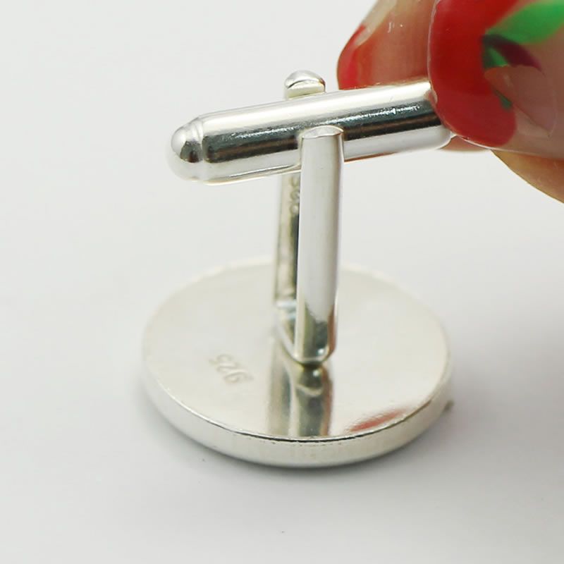 2021 925 Silver Cufflink Base Cuff Link Blanks With Round Bezel Tray For Cabochon And Resin DIY
