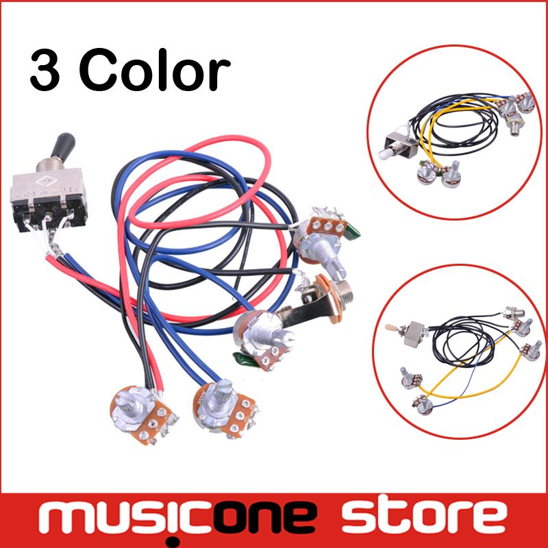 2019 wiring harness prewired 2v2t 3 way toggle switch jack 500k pots AC Toggle Switch Wiring 2019 wiring harness prewired 2v2t 3 way toggle switch jack 500k pots for gibson replacement guitar mu1045 from egetmart, $9 45 dhgate com