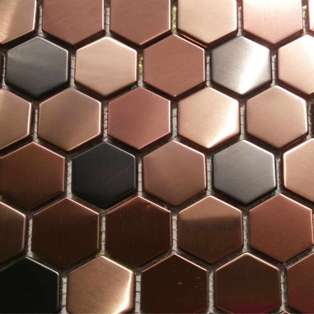 2018 hexagon mosaics tile copper rose gold color black stainless steel