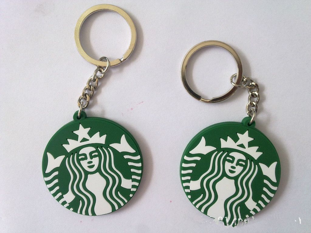 Cheap Nice Key Chains Rubber Key Rings Fasion Starbucks Logo Mermaid