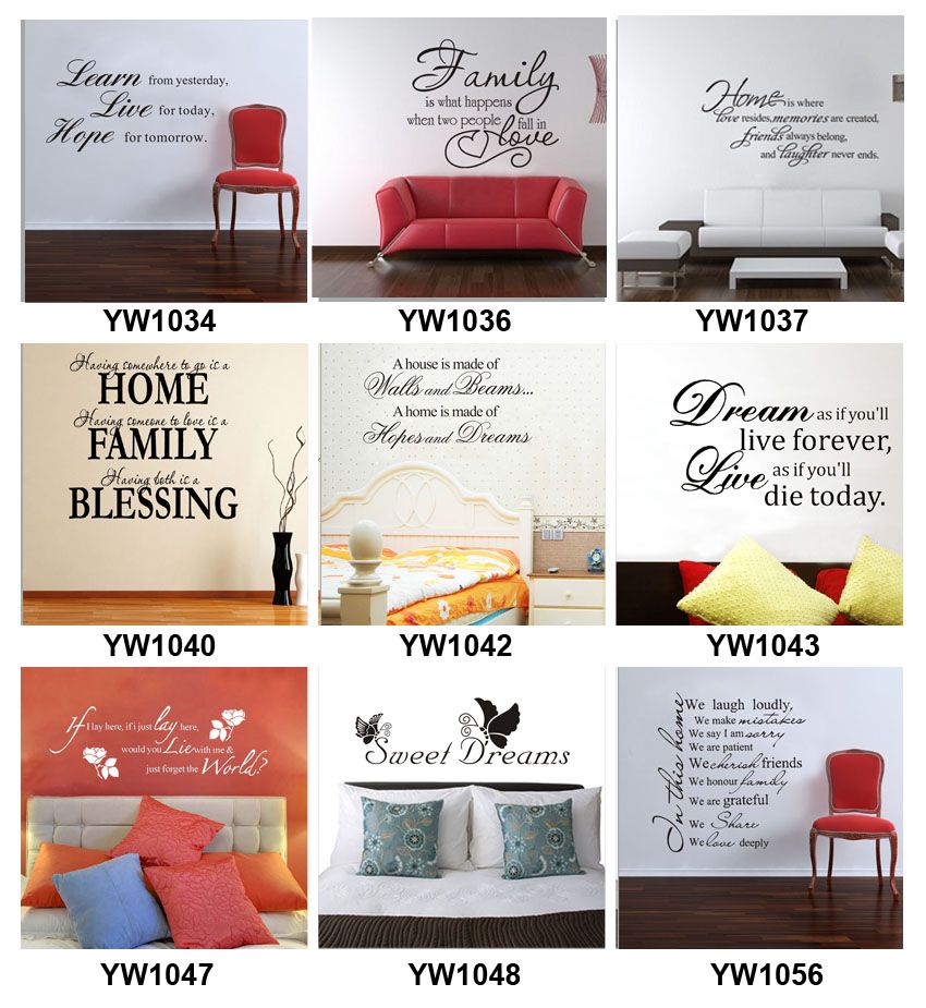 YW1026 60*80cm Wall Words Lettering Saying Wall Decor Sticker Vinyl