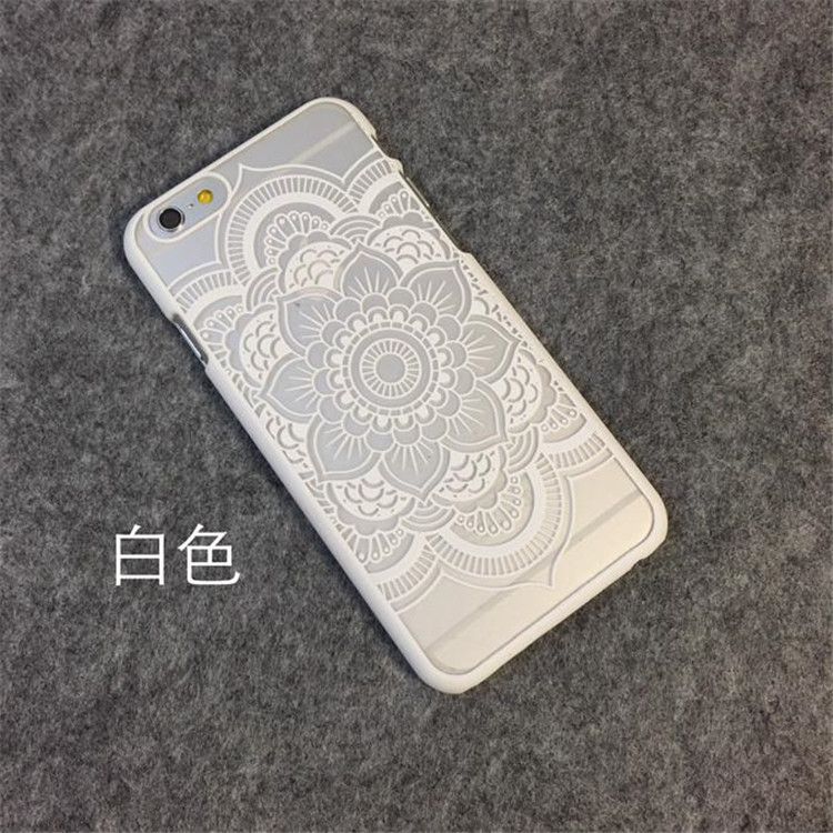 Clear Matte Hard Plastic Henna White Floral Paisley Flower Mandala