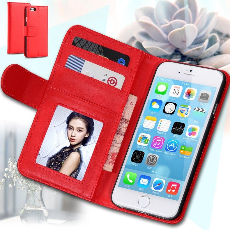 Top Quality Leather Case For Apple Iphone 6 4.7'' Wallet Stand Photo Card Holder Mobile Phone