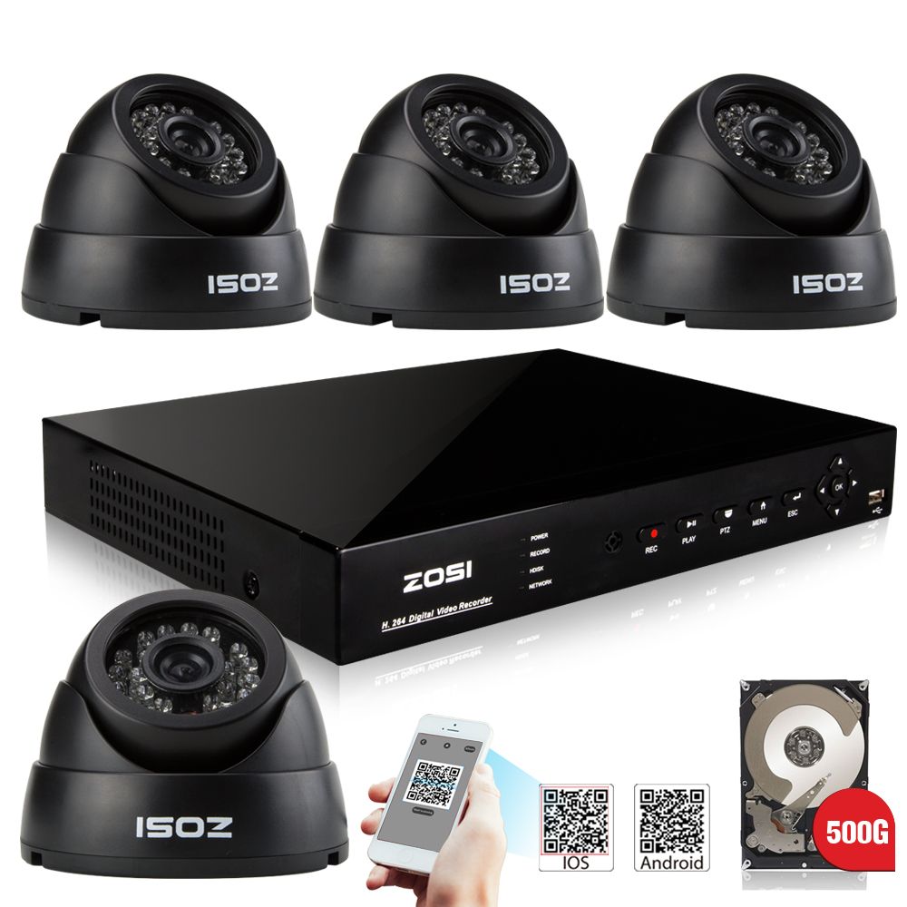 2019 ZOSI CCTV System 4CH H.264 HDMI FULL 960H 1080P DVR 4x 1/3 CMOS HD