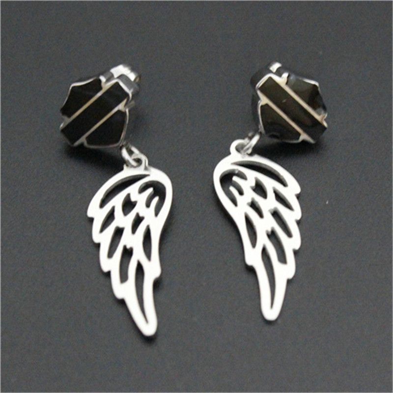 Biker Style Hot Selling Angle Wings Earrings 316l Stainless Steel