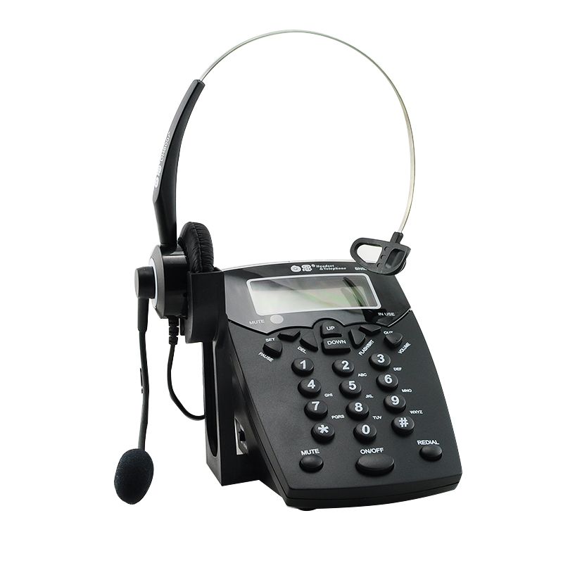 Business Telephone With Corded Headset Call Center Phone Dial Pad LCD